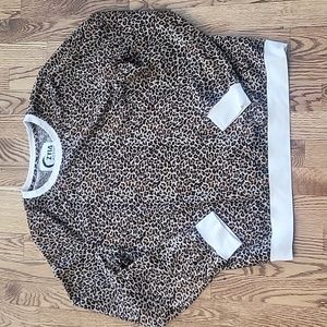 (M) ZYIA Active Leopard Print Crew Neck Sweater